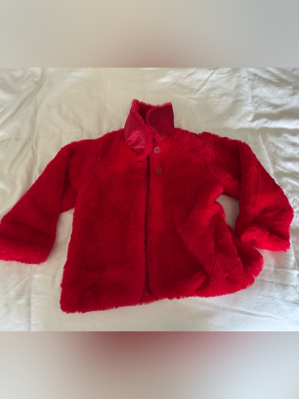 Baby Essentials Bright Red Faux-Fur Pea Coat for Kids